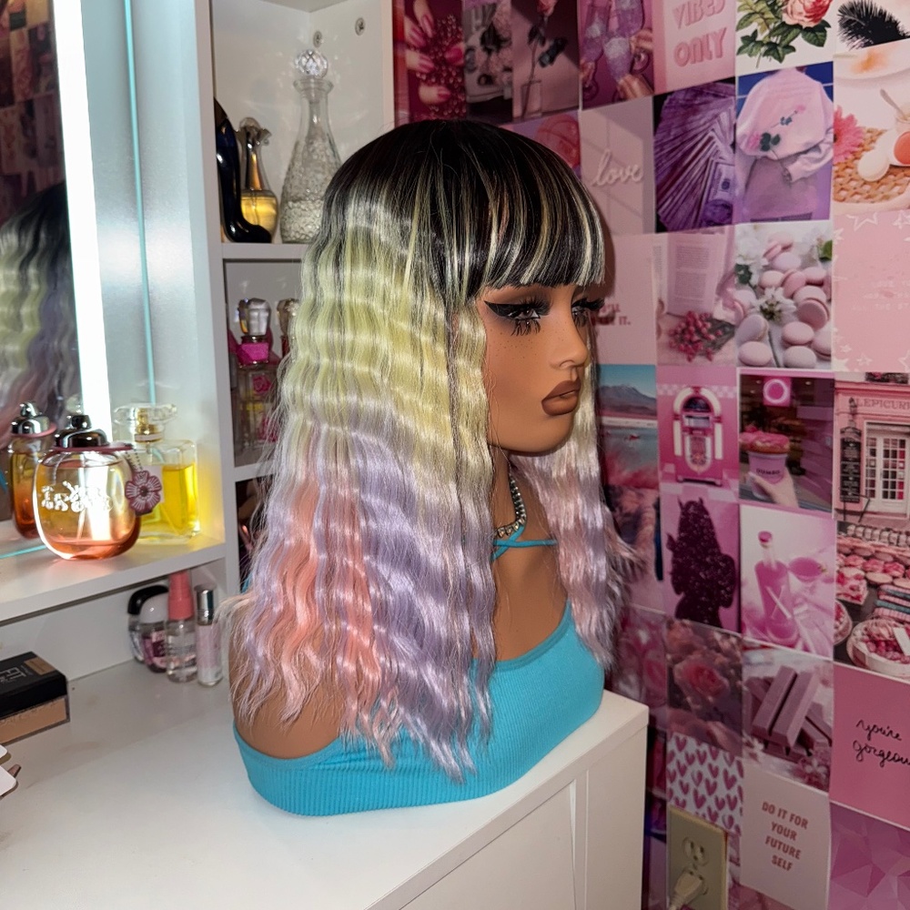 Cotton Candy Ombré Bang Wig